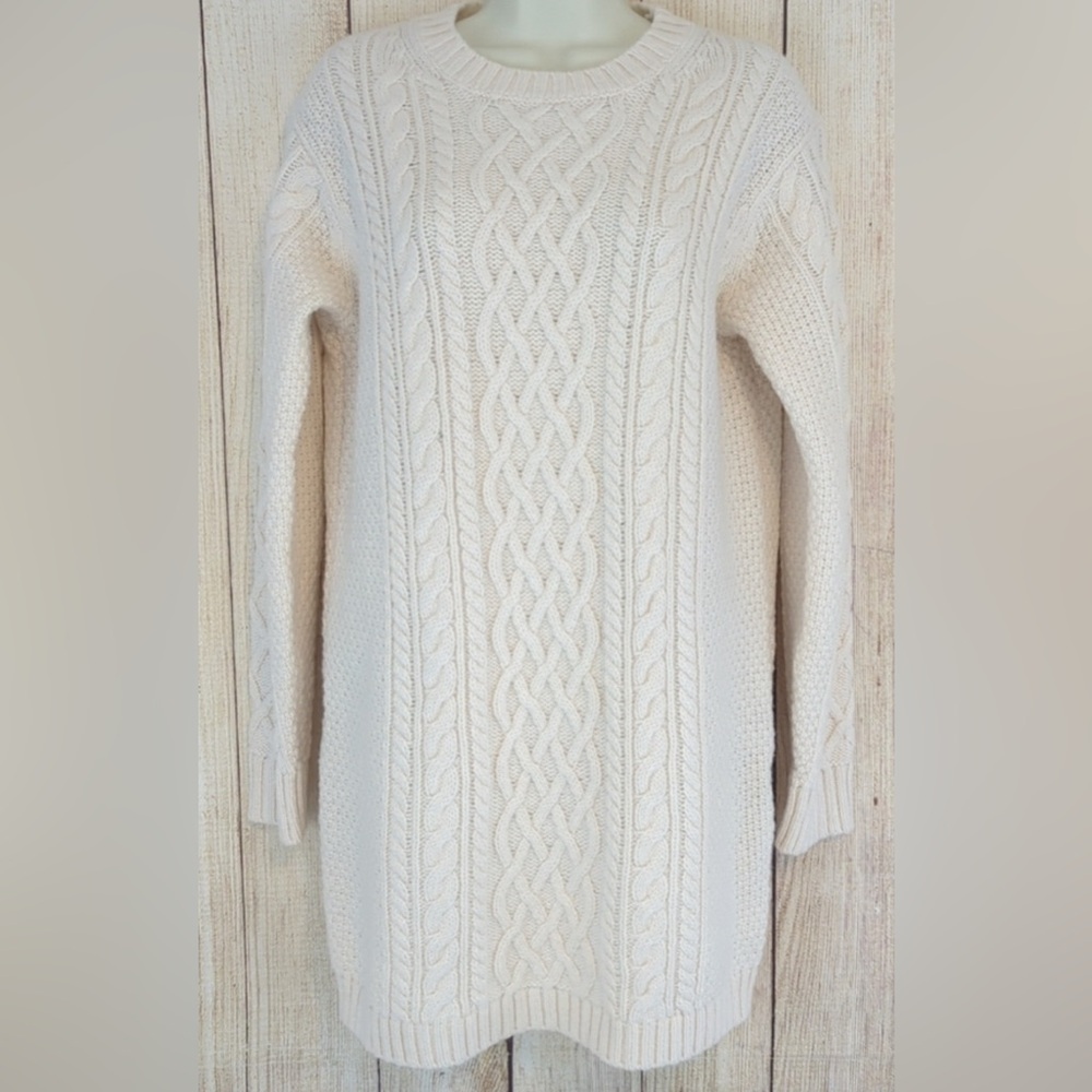 Uniqlo Cream Cable Knit Sweater Dress